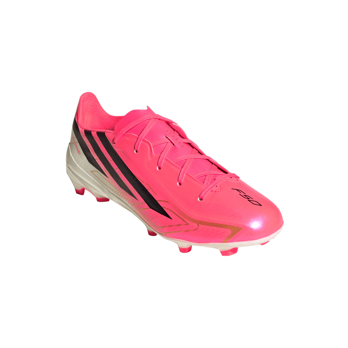 Tacos de fútbol para jóvenes adidas F50 Hyperfast League de terreno firme - Turquesa/Negro/Dorado