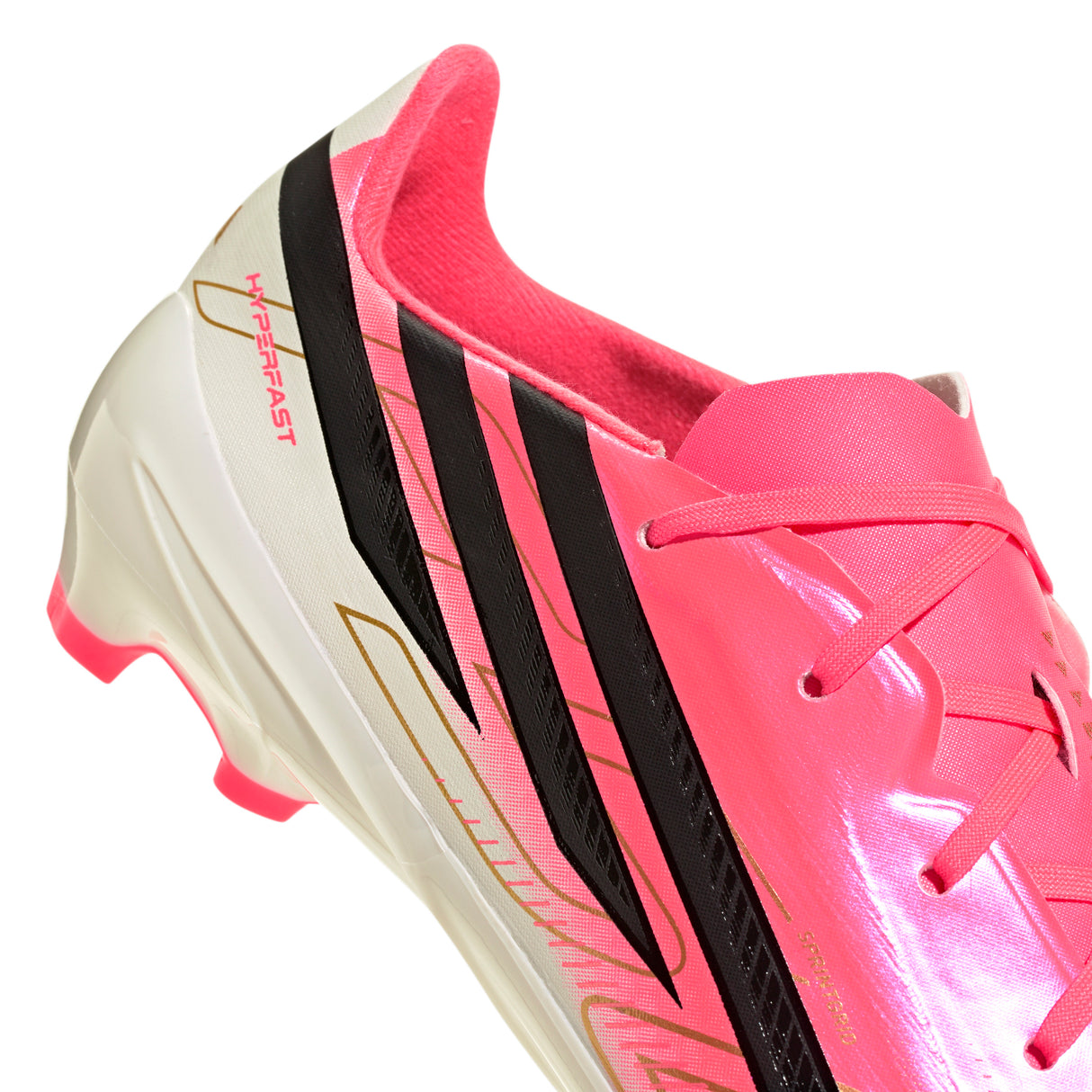 Tacos de fútbol para jóvenes adidas F50 Hyperfast League de terreno firme - Turquesa/Negro/Dorado
