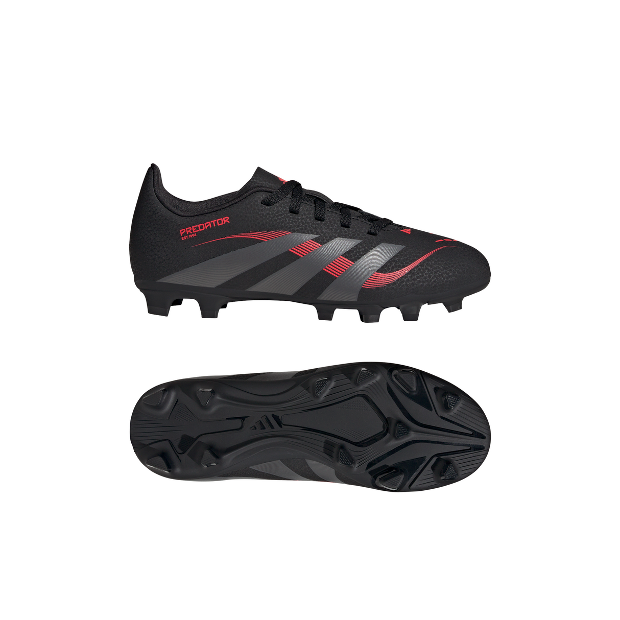 adidas Predator Club FG/MG Youth Soccer Cleats - Black/Red