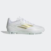 adidas F50 League Firm/Multi-Ground Youth Soccer Cleats - White/Gold Metallic/White