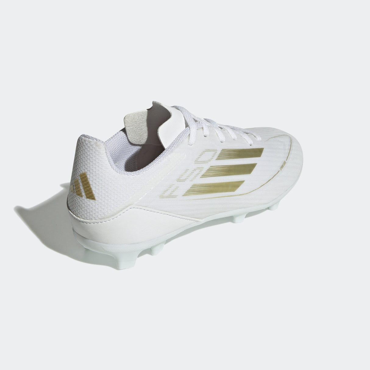 adidas F50 League Firm/Multi-Ground Youth Soccer Cleats - White/Gold Metallic/White