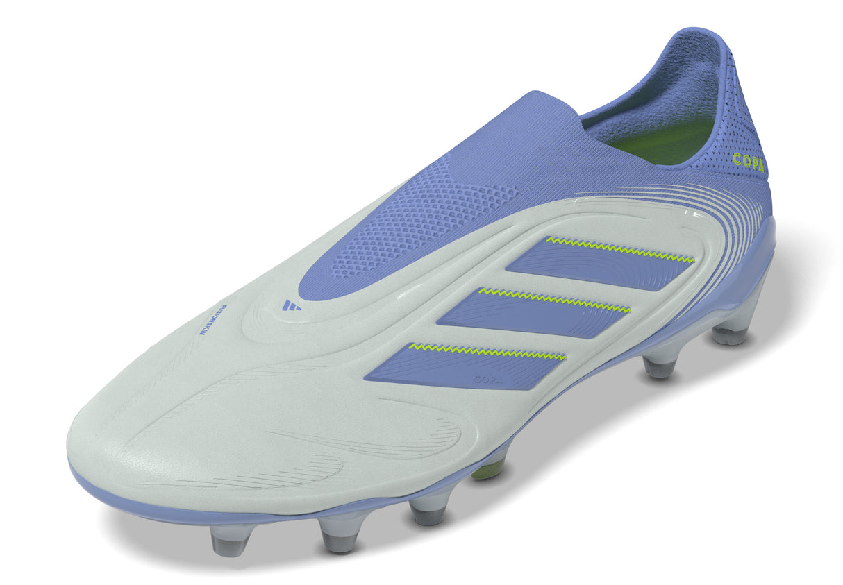Botas de fútbol para terreno firme sin cordones adidas Copa Pure 3 Elite en color azul