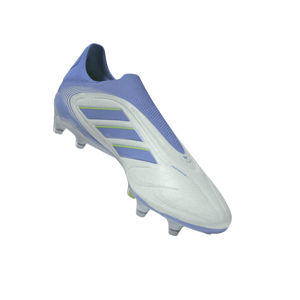 Botas de fútbol para terreno firme sin cordones adidas Copa Pure 3 Elite en color azul