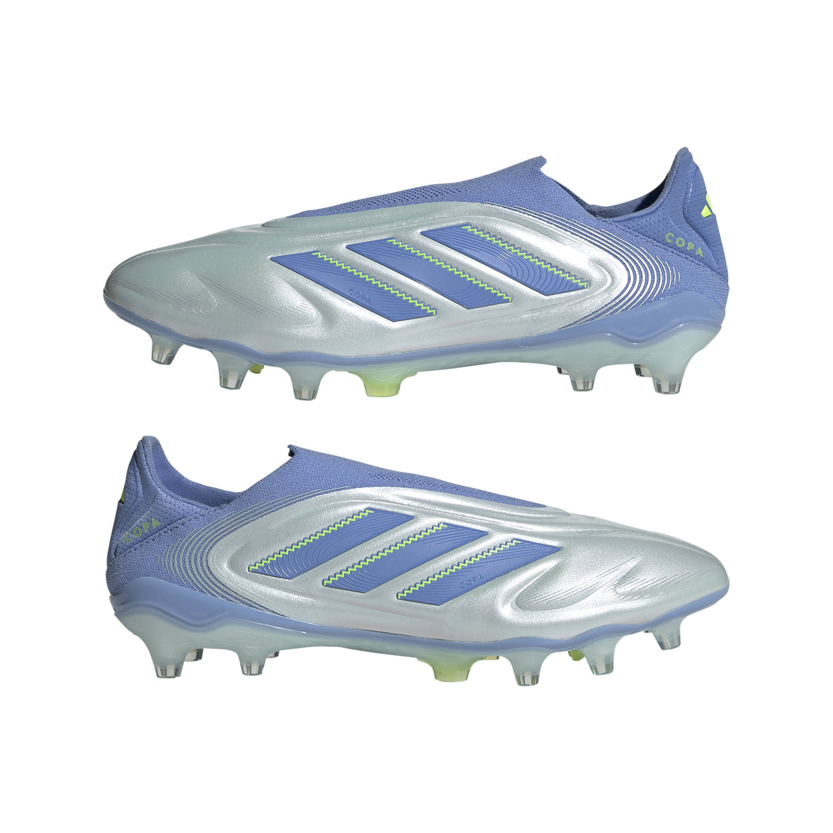 Botas de fútbol para terreno firme sin cordones adidas Copa Pure 3 Elite en color azul