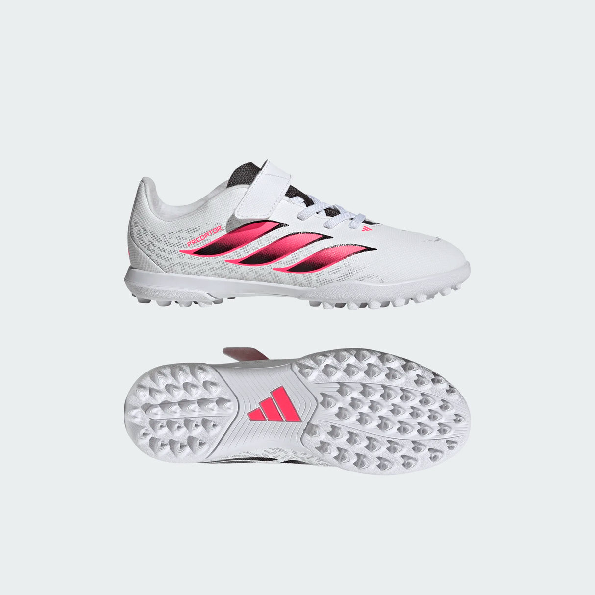 adidas Predator Club Hook & Loop Turf Youth Soccer Cleats - White/Black