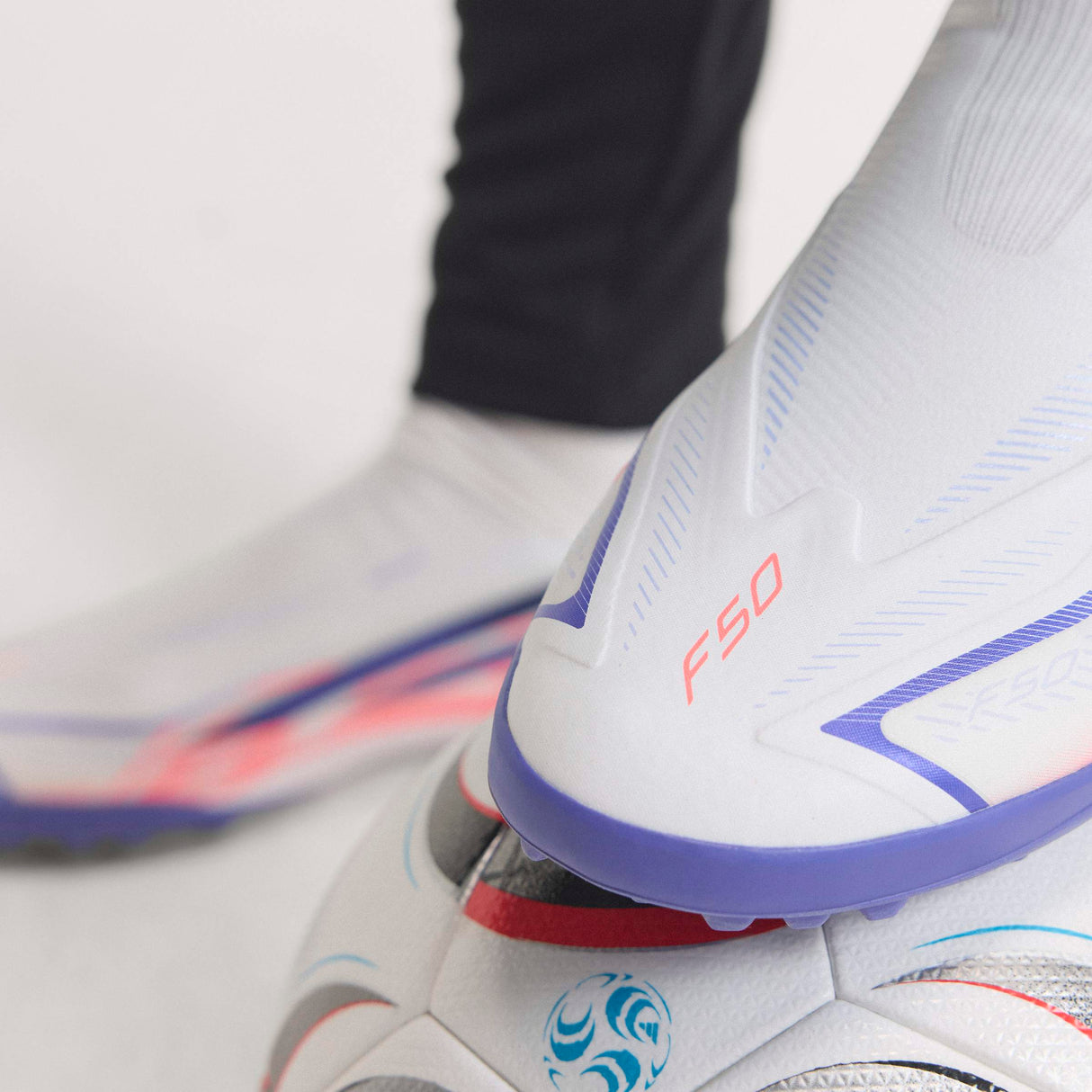 adidas F50 Hyperfast League Laceless Turf Men's Soccer Cleats - White/Purple