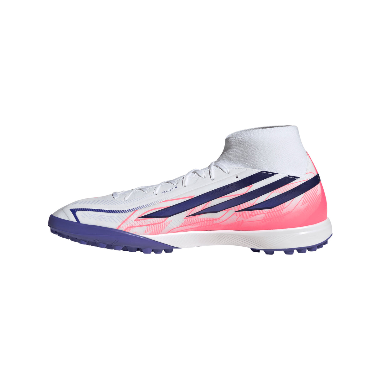 adidas F50 Hyperfast League Mid Turf Men's Soccer Cleats - White/Purple