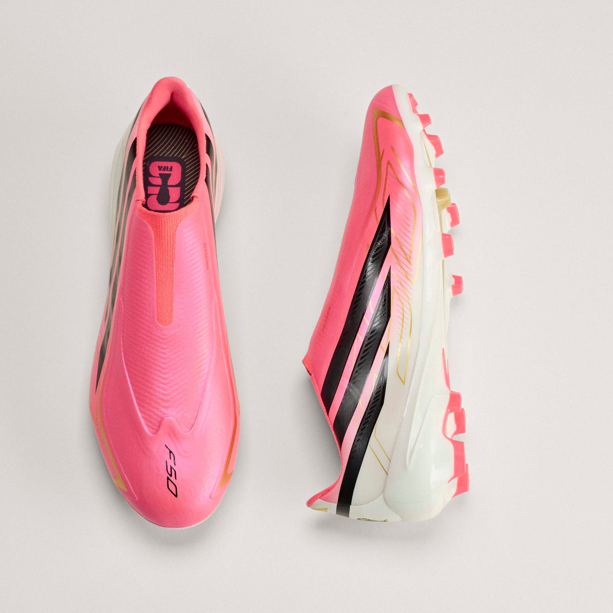 adidas F50 Hyperfast League Laceless Firm Ground Men's Soccer Cleats - Turquesa/Black/Gold
