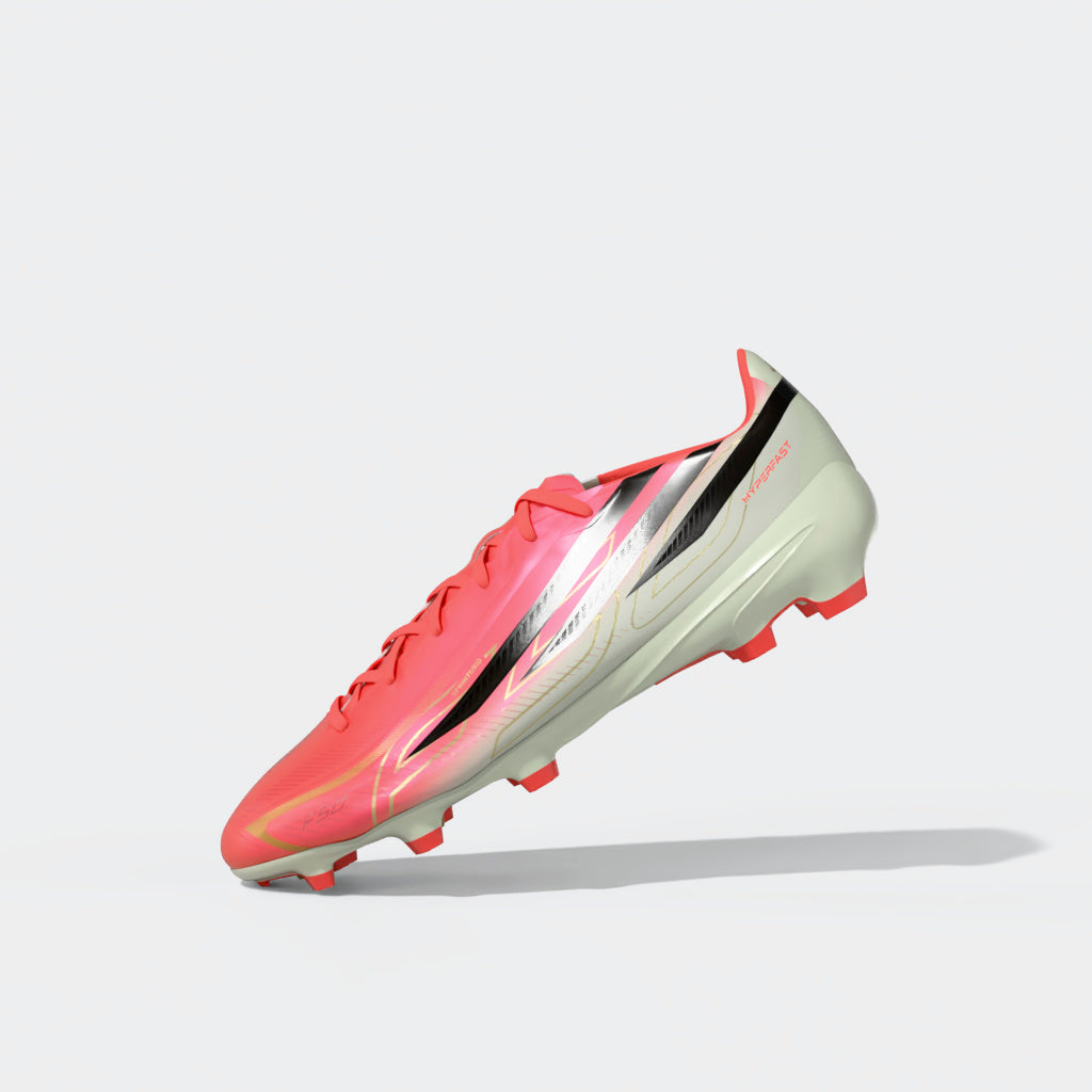 Botines de fútbol para terreno firme adidas F50 Hyperfast League para hombre - Turquesa/Negro/Oro