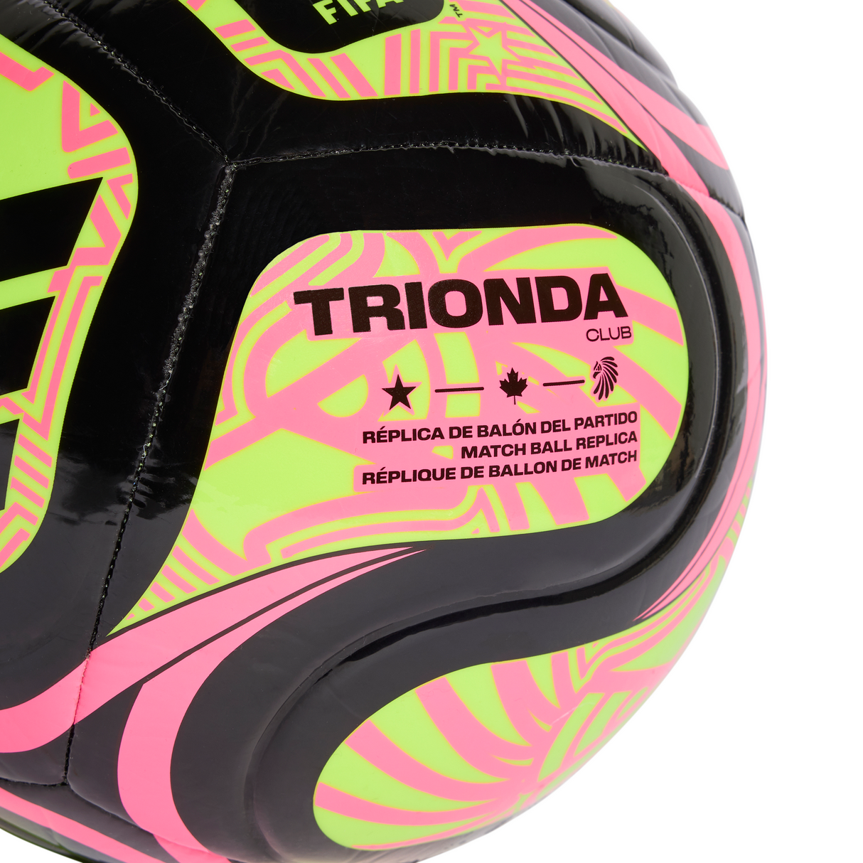 adidas World Cup Trionda Club Soccer Ball 26 - Black/Lemon/Pink