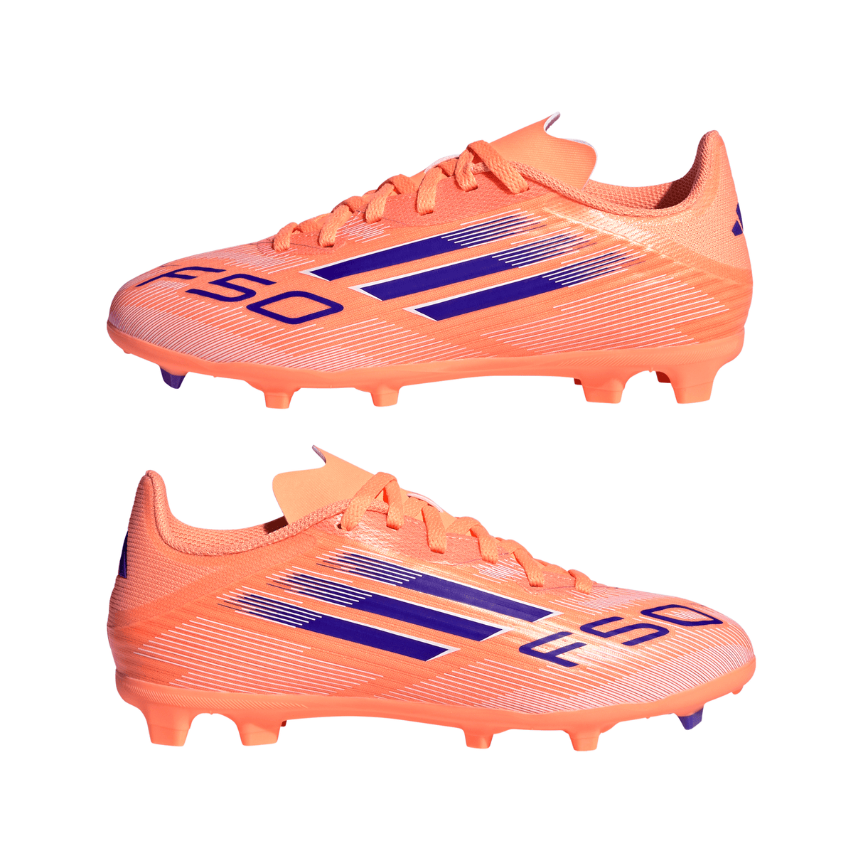Botines de fútbol adidas F50 League FG/MG para jóvenes - Naranja/Azul/Blanco