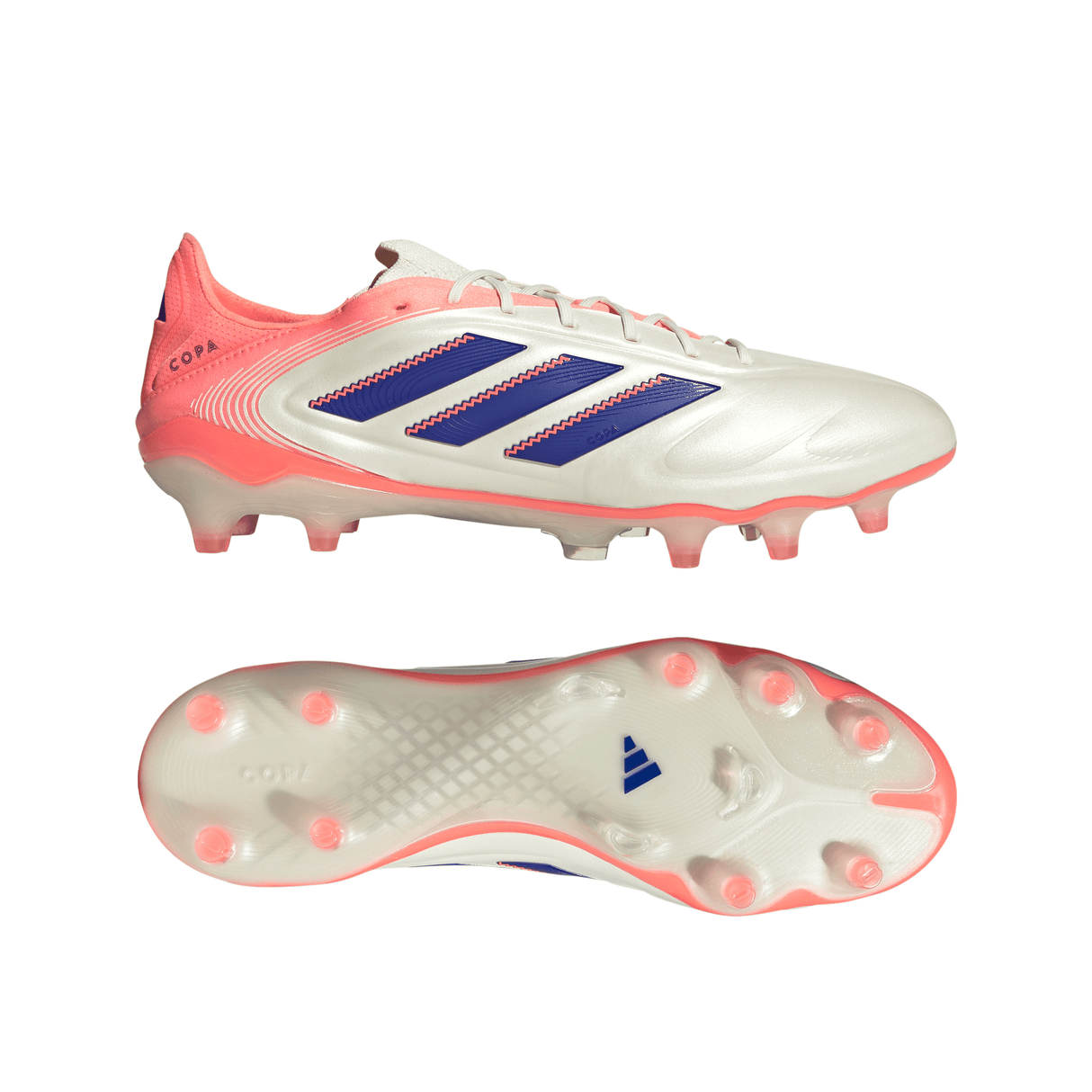 Botines de fútbol para hombre adidas Copa Pure III Elite FG - Blanco/Azul/Naranja