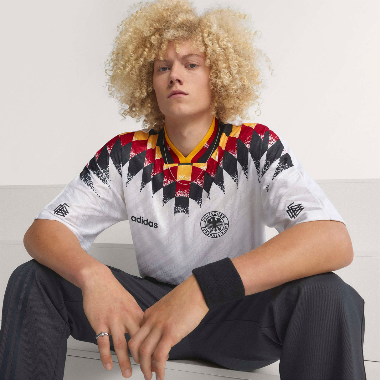 Camiseta de fútbol para hombre adidas Alemania local 1994 - Blanco/Negro/Rojo