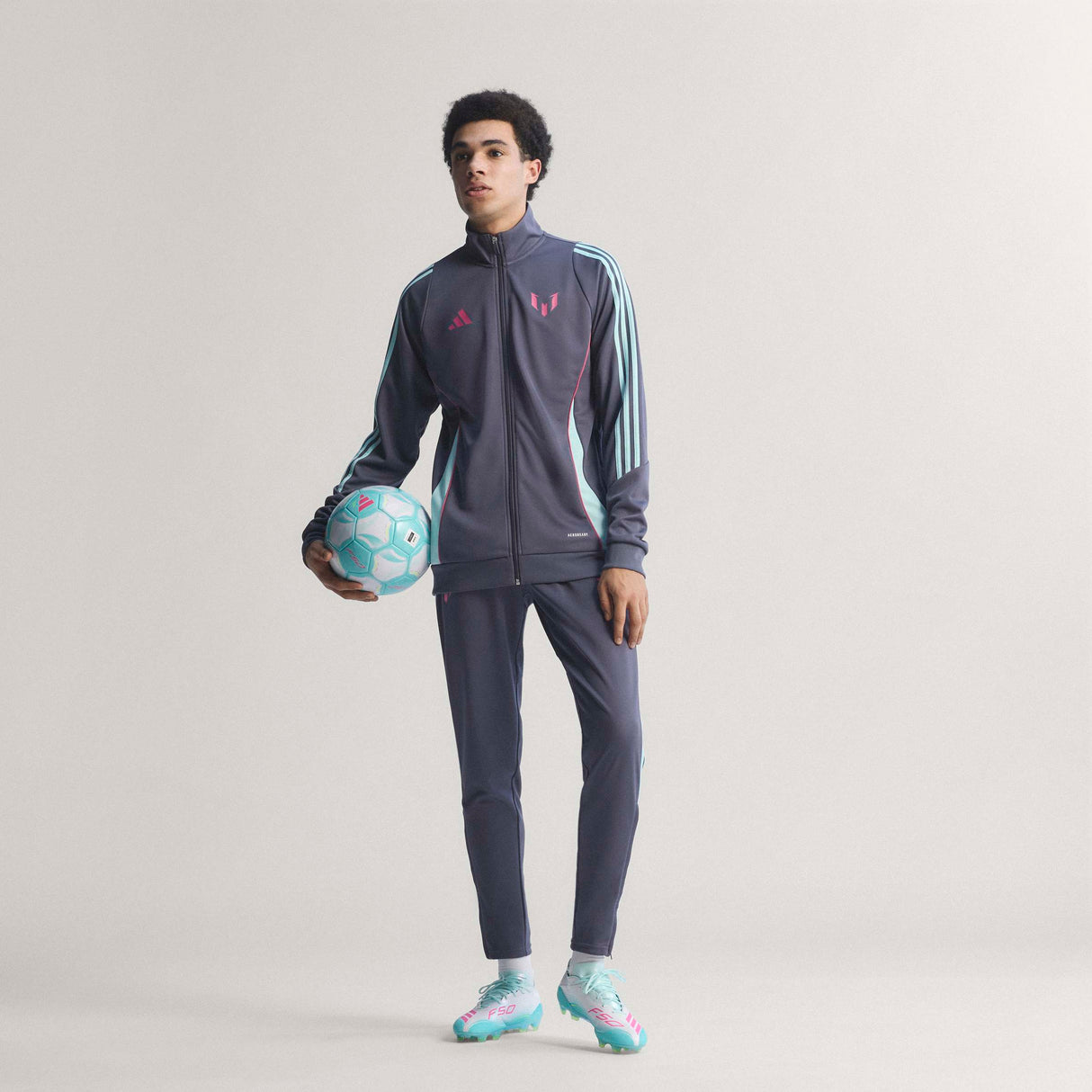 adidas F50 Messi Elite FG Firm Ground Men's Soccer Cleats - White/Pink/Aqua