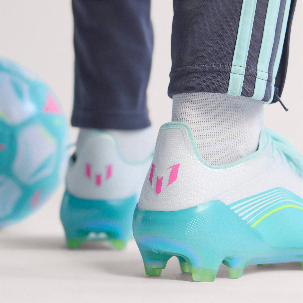 adidas F50 Messi Elite FG Firm Ground Men's Soccer Cleats - White/Pink/Aqua