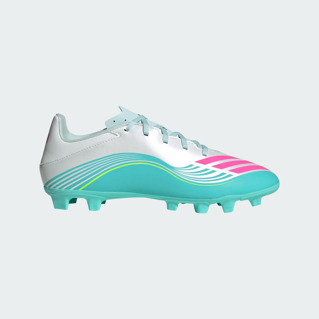 adidas F50 Messi Club FG/MG Firm Ground/Multi Ground Men's Soccer Cleats - White/Pink/Aqua