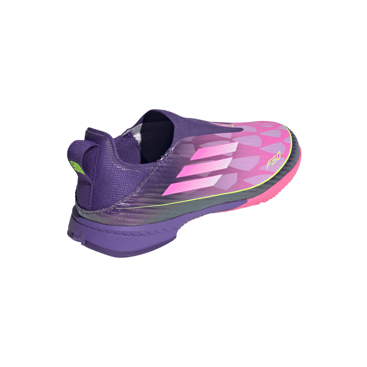 adidas F50 LEAGUE Laceless IN Youth Soccer Shoes - Purple/White/Lemon