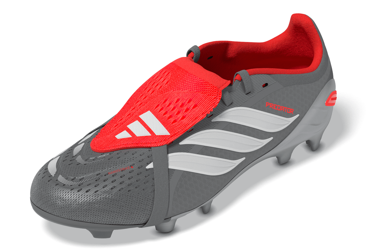 adidas Predator Elite Fold-Over Tongue FG Youth Soccer Cleats - Grey/Red