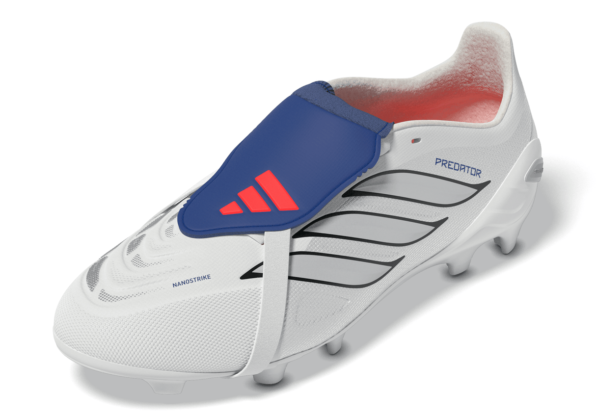 adidas Predator League Fold-Over Tongue FG Firm Ground Youth Soccer Cleats - White/Zero Metallic/Blue