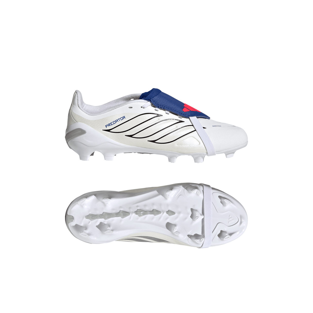 adidas Predator League Fold-Over Tongue FG Firm Ground Youth Soccer Cleats - White/Zero Metallic/Blue