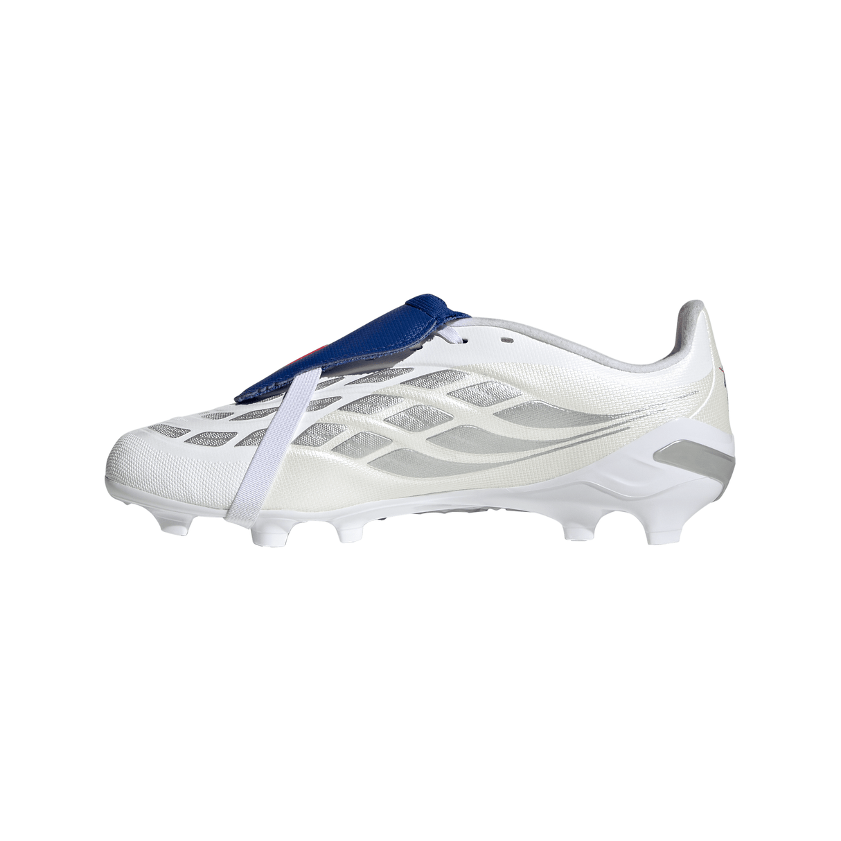 adidas Predator League Fold-Over Tongue FG Firm Ground Youth Soccer Cleats - White/Zero Metallic/Blue
