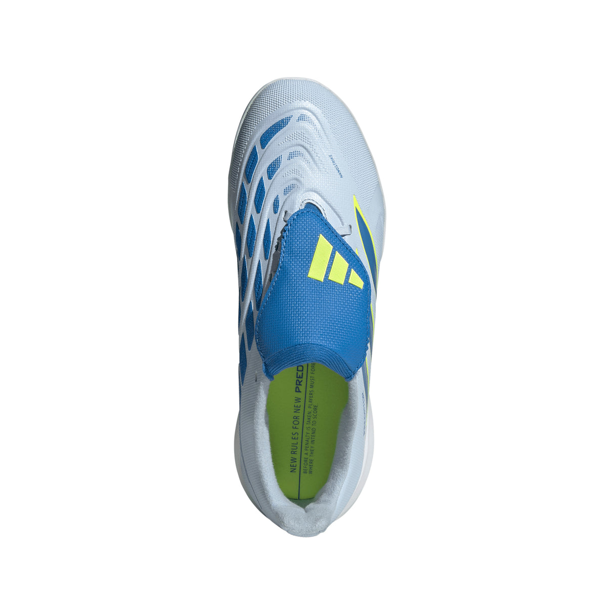 Tacos de fútbol juvenil adidas Predator League Fold-Over Tongue TF para césped artificial - Celeste/Azul/Amarillo