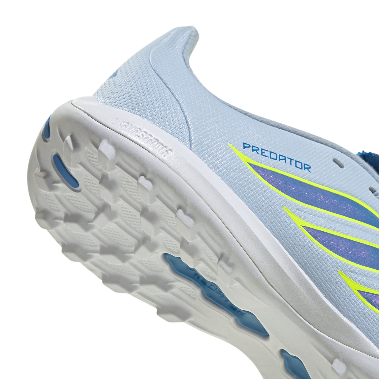 Tacos de fútbol juvenil adidas Predator League Fold-Over Tongue TF para césped artificial - Celeste/Azul/Amarillo