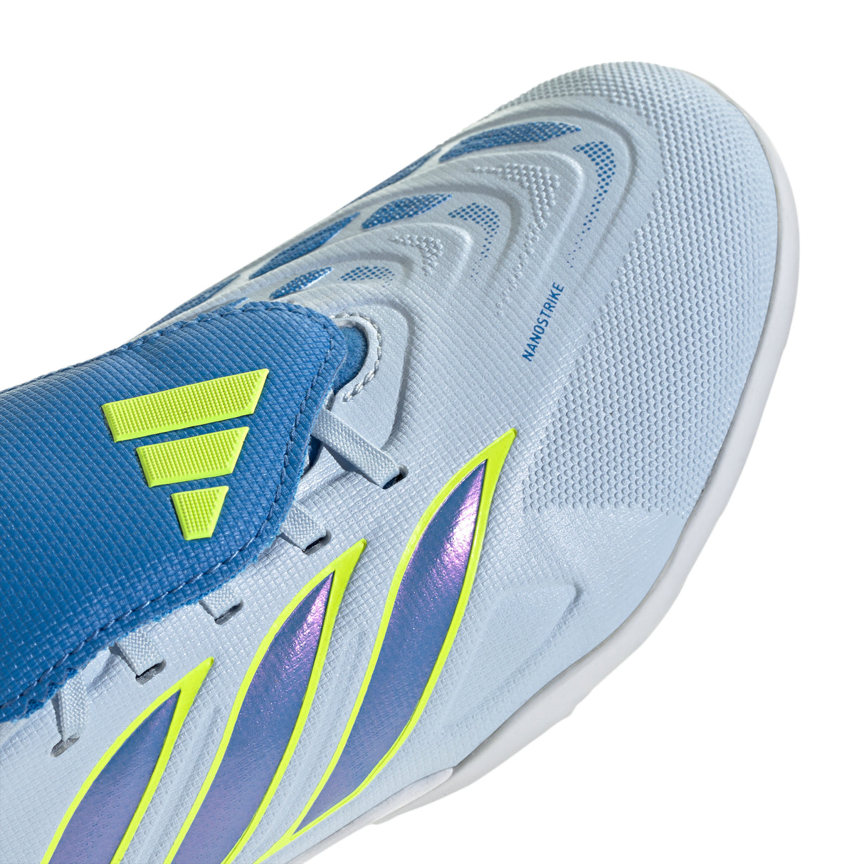 Tacos de fútbol juvenil adidas Predator League Fold-Over Tongue TF para césped artificial - Celeste/Azul/Amarillo