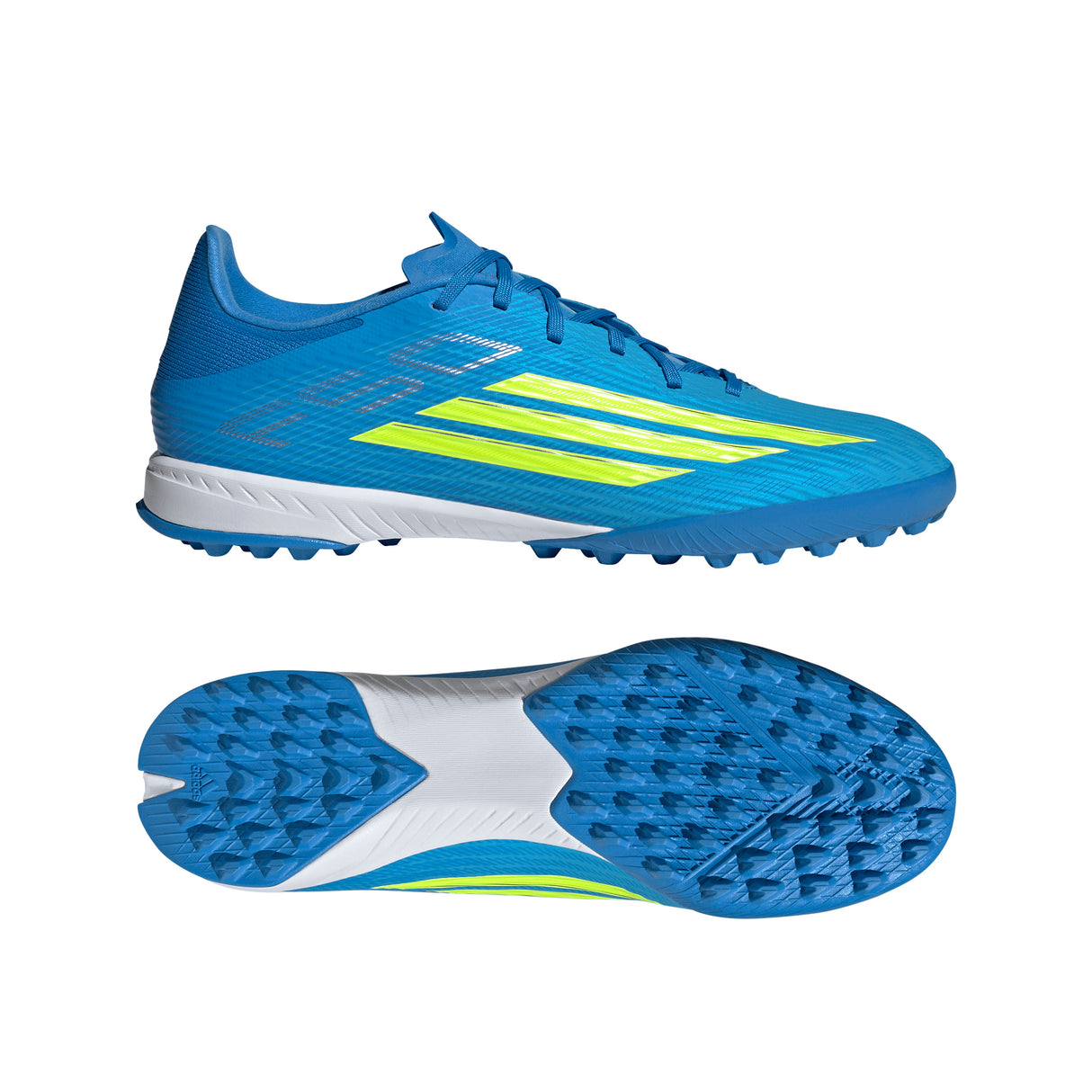 adidas F50 League TF Turf Men's Soccer Cleats - Blue/Yellow/Aqua