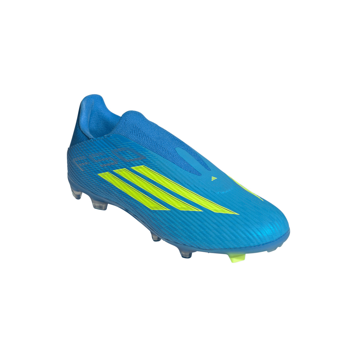 Tacos de fútbol adidas F50 League sin cordones FG/MG para terreno firme/múltiple para hombre - Azul/Amarillo/Aqua