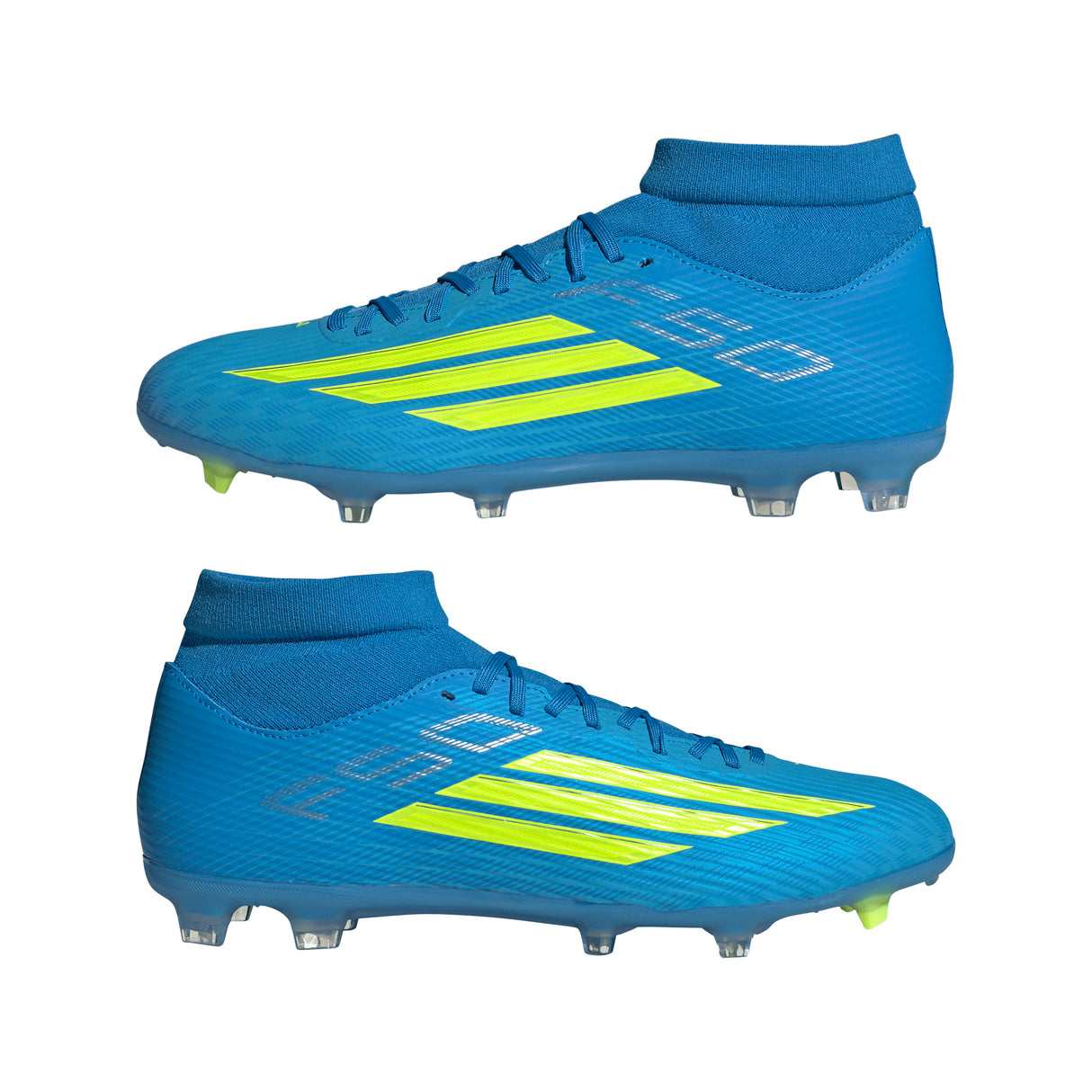 adidas F50 League Mid Cut FG/MG Firm Ground/Multi Ground Men's Soccer Cleats - Blue/Yellow/Aqua