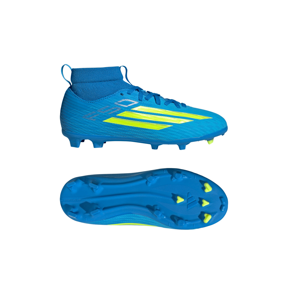 adidas F50 League Mid Cut FG/MG Firm Ground/Multi Ground Youth Soccer Cleats - Blue/Yellow/Aqua