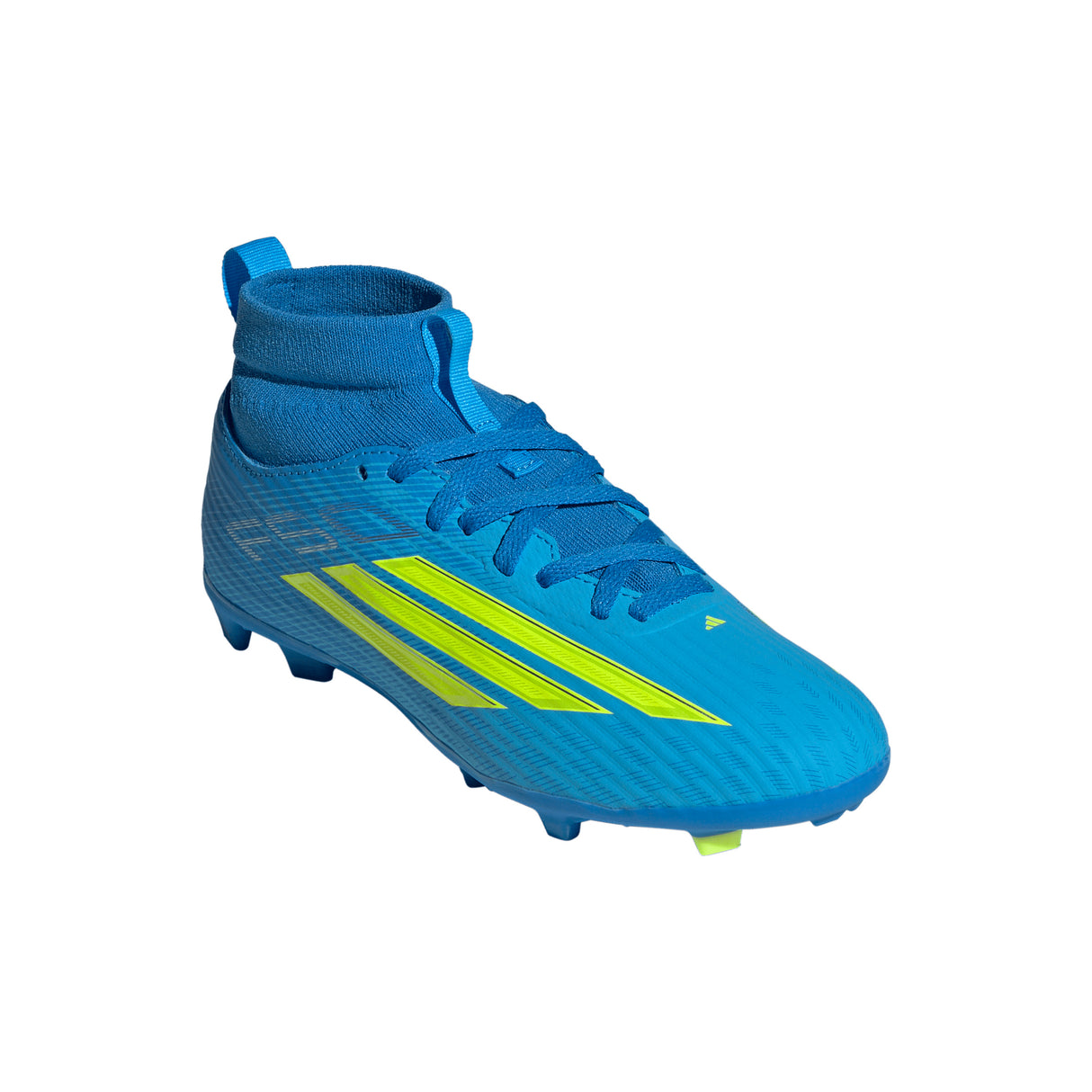 adidas F50 League Mid Cut FG/MG Firm Ground/Multi Ground Youth Soccer Cleats - Blue/Yellow/Aqua