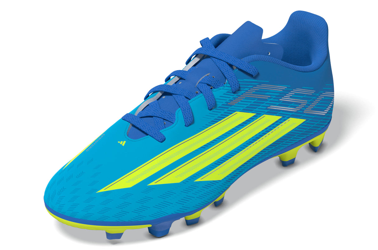 adidas F50 Club FG/MG Firm Ground/Multi Ground Youth Soccer Cleats - Blue/Yellow/Aqua