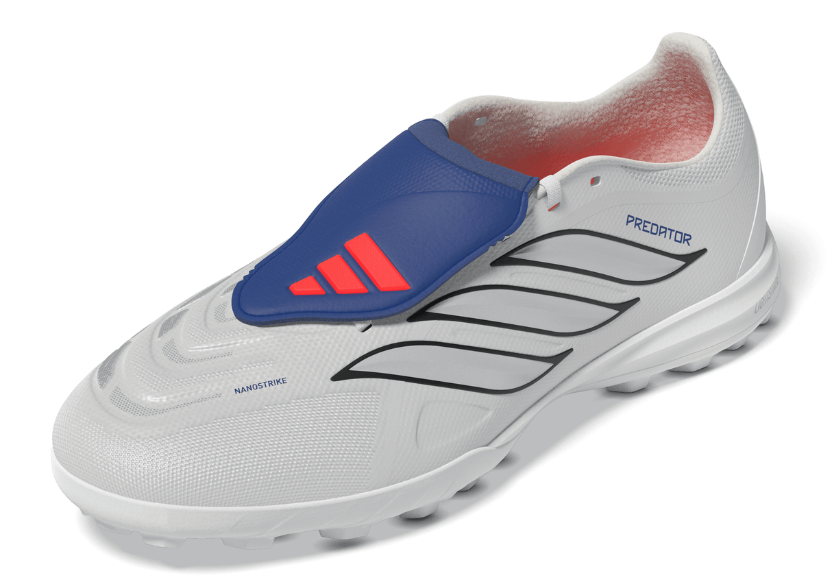 adidas Predator League Fold-Over Tongue TF Turf Men's Soccer Cleats - White/Zero Metallic/Blue
