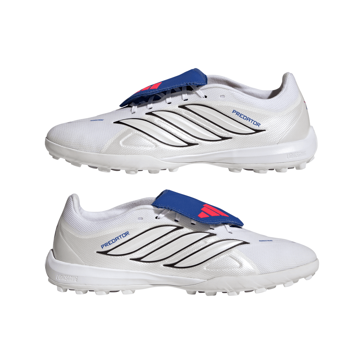 adidas Predator League Fold-Over Tongue TF Turf Men's Soccer Cleats - White/Zero Metallic/Blue