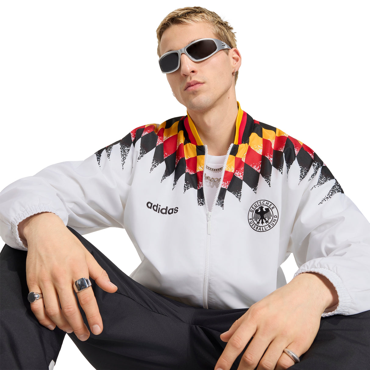 Chaqueta de chándal adidas Alemania 1994 de fútbol para hombre - Blanco/Negro/Rojo