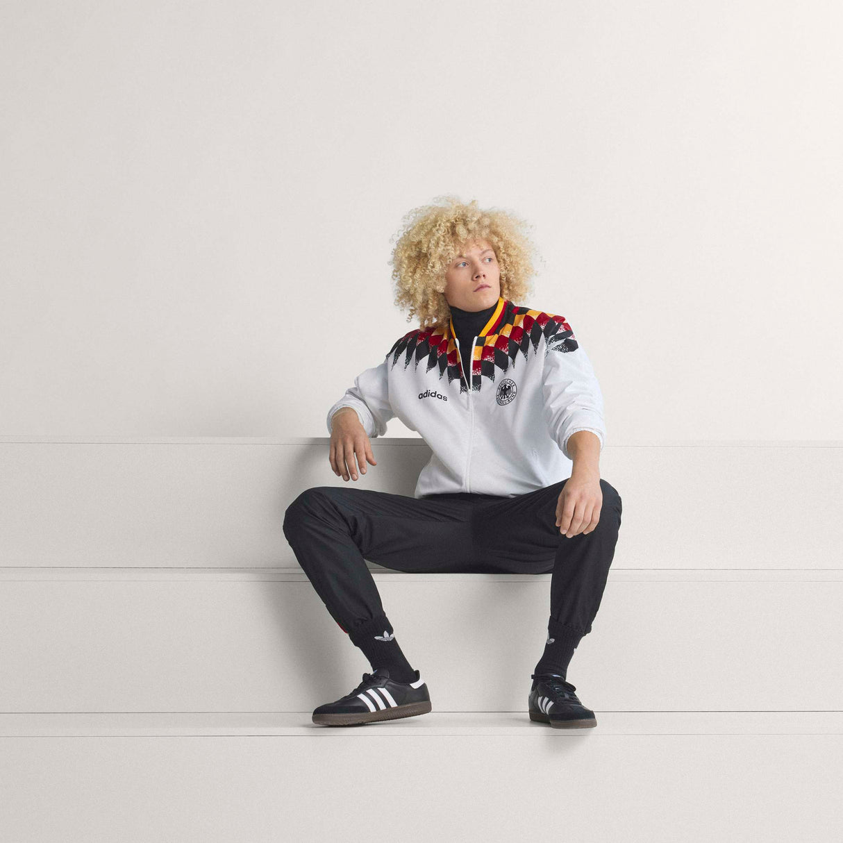 Chaqueta de chándal adidas Alemania 1994 de fútbol para hombre - Blanco/Negro/Rojo
