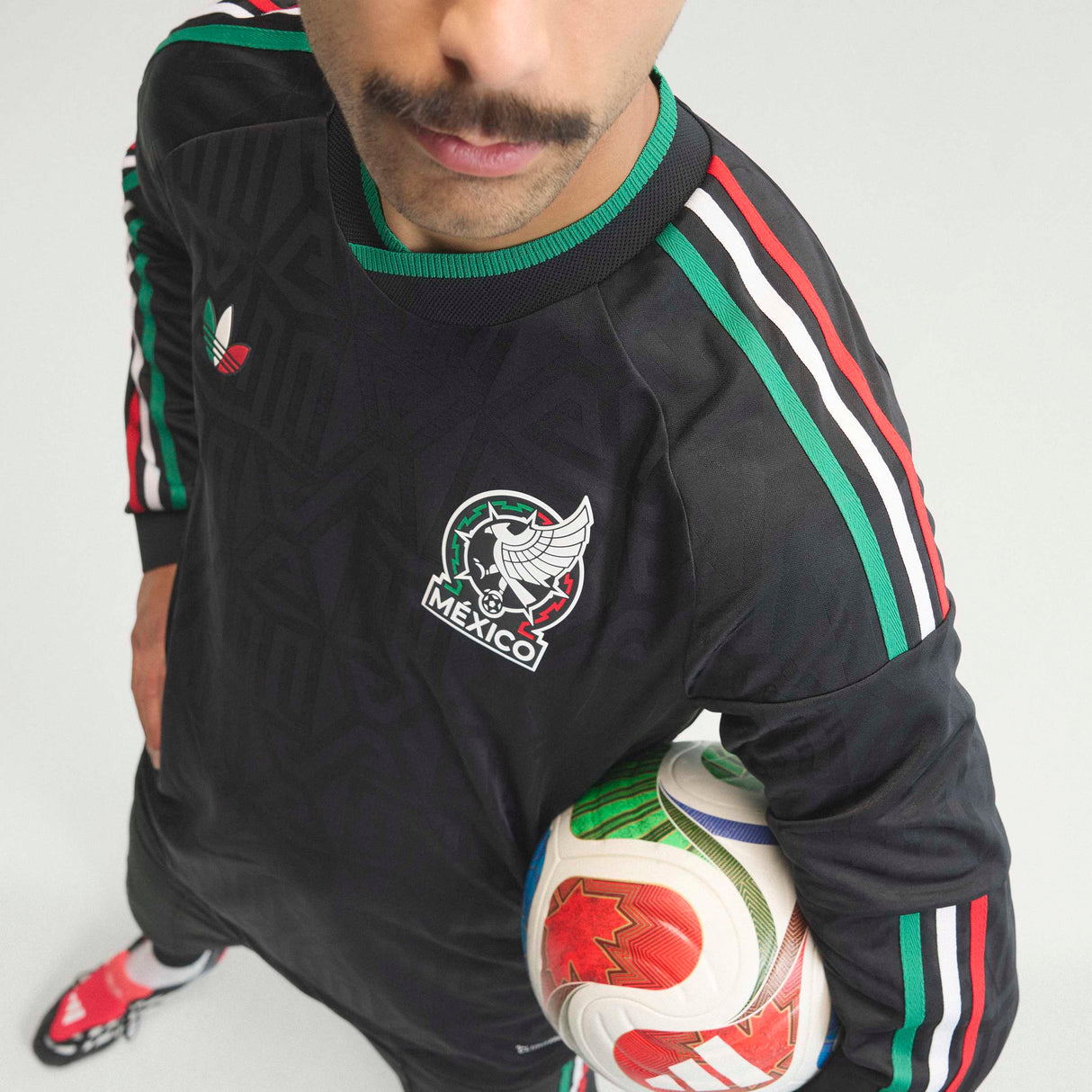 adidas Mexico Third Authentic Long Sleeve Men's Soccer Jersey 26 - Black