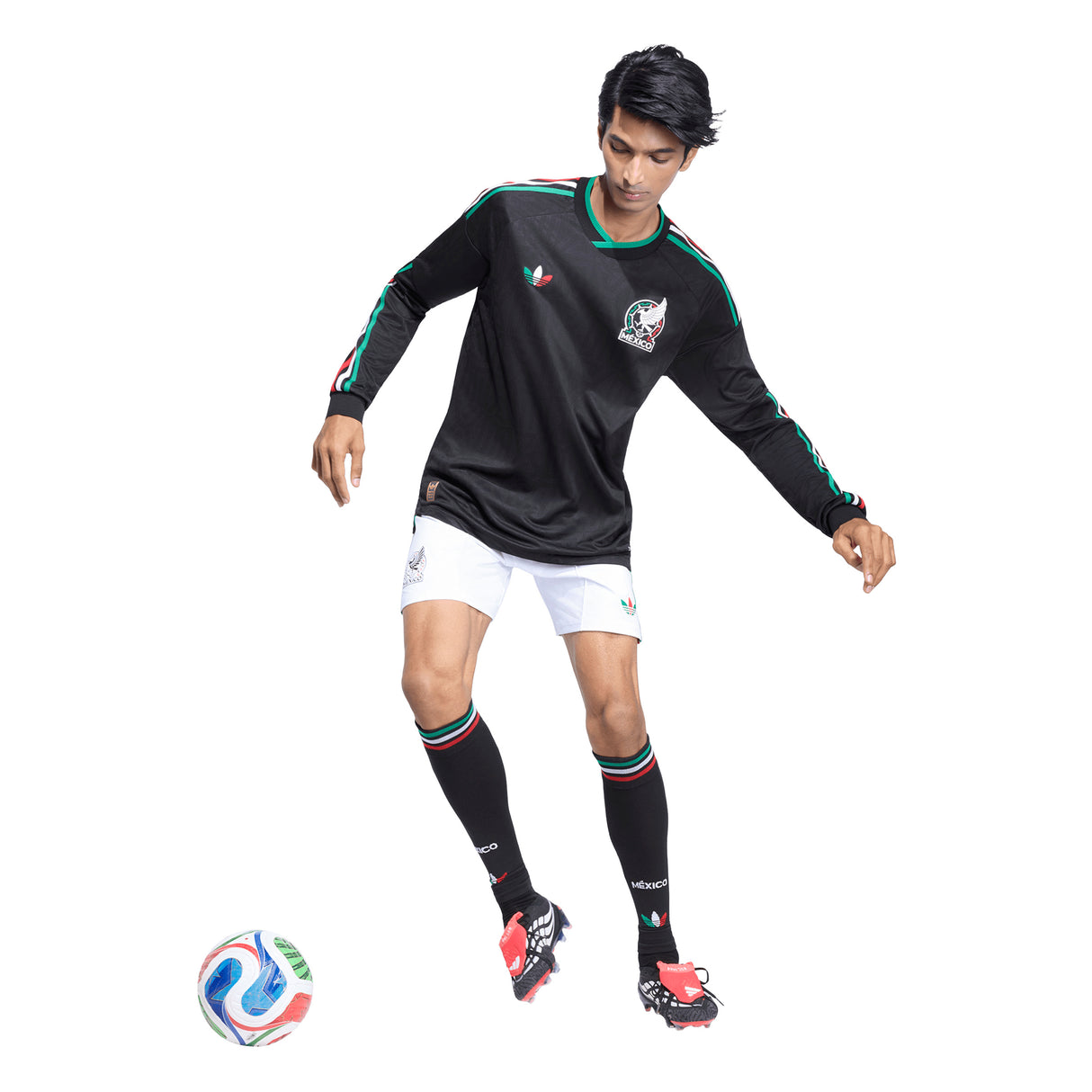 adidas Mexico Third Authentic Long Sleeve Men's Soccer Jersey 26 - Black