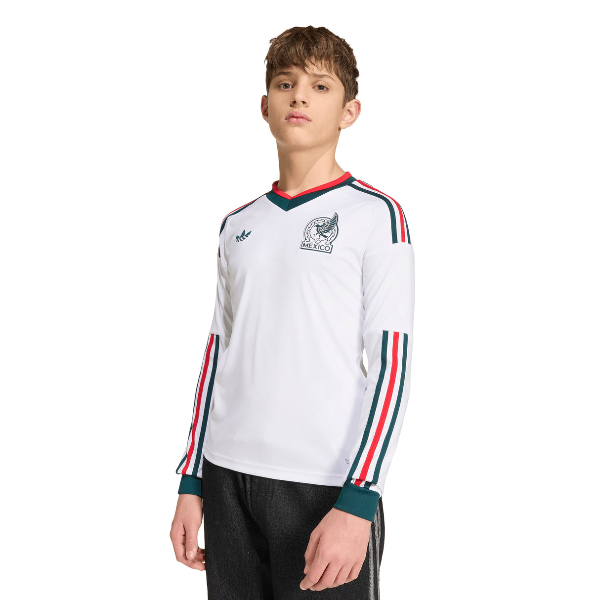 Camiseta de fútbol de manga larga de visitante adidas México para jóvenes 2026 - Blanca