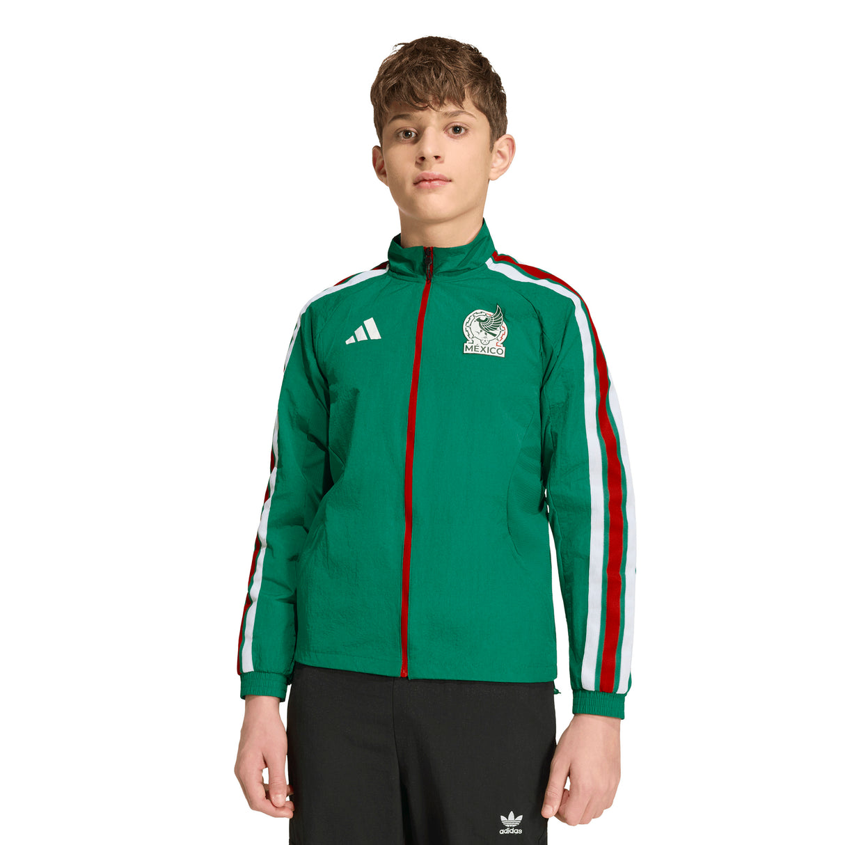 adidas Mexico Home Anthem Youth Soccer Jacket - Green/White