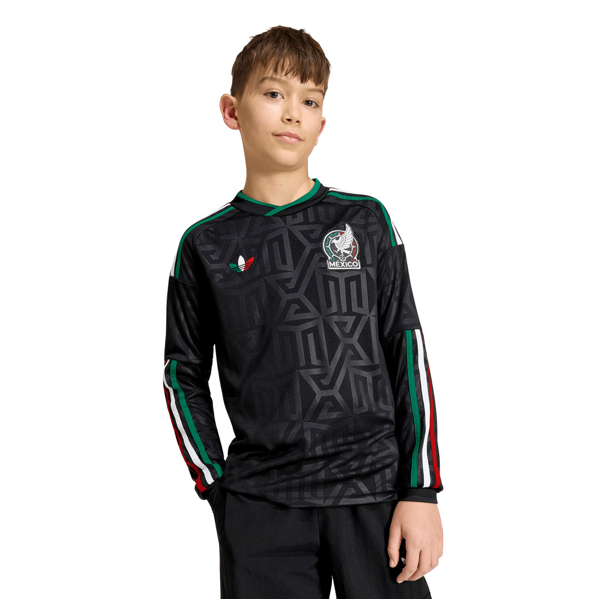 adidas Mexico Third Long Sleeve Youth Soccer Jersey 26 - Black