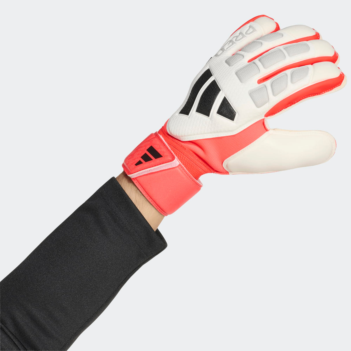 adidas Predator Match Fingersave Goalkeeper Soccer Gloves - White/Red/Black