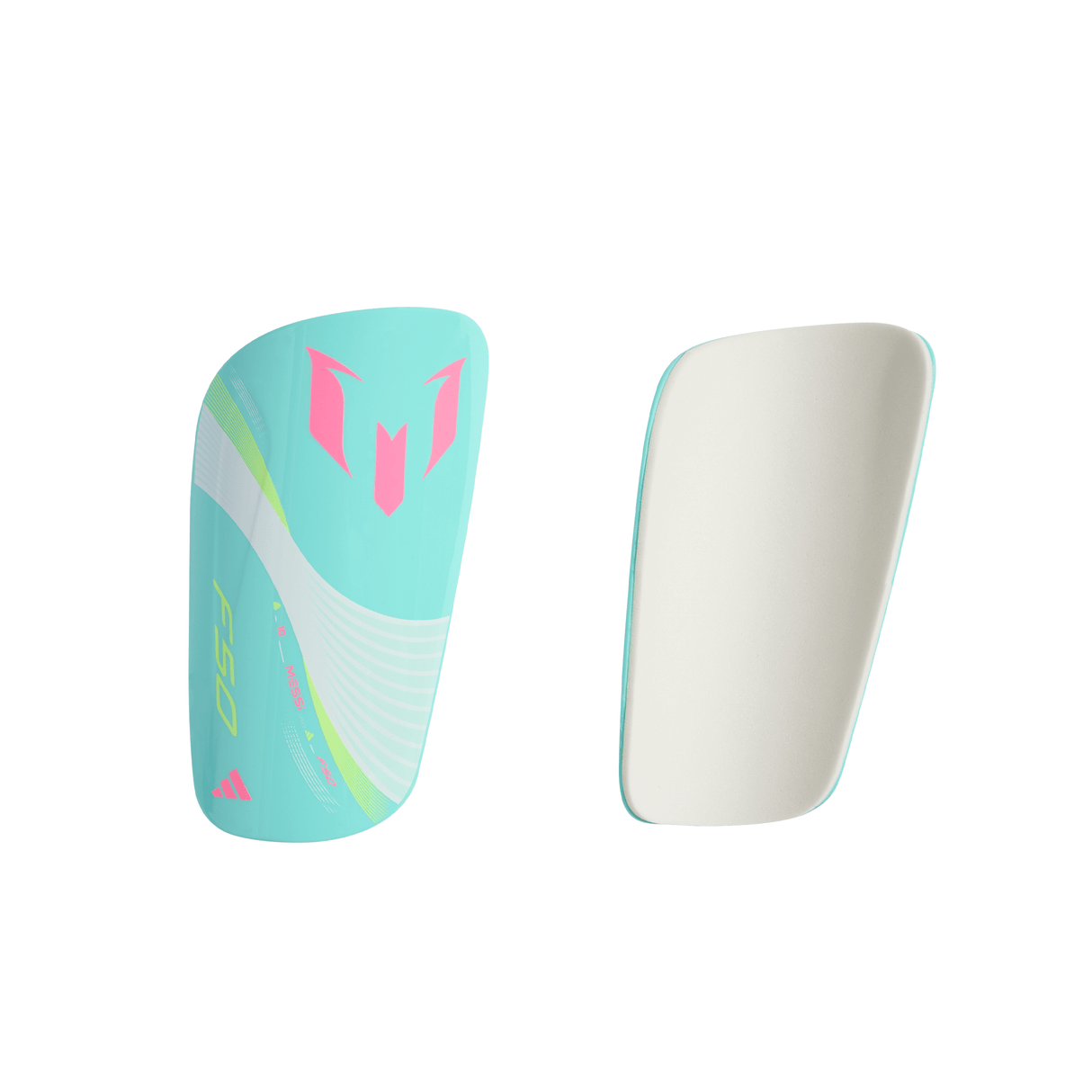 adidas Messi SG Club Soccer Shin Guards - White/Aqua