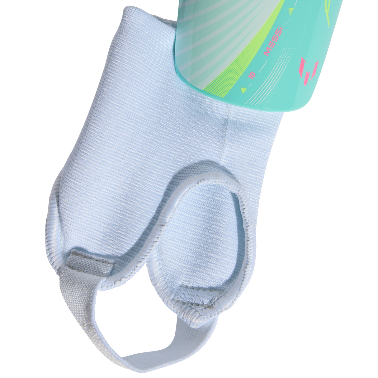 adidas Messi SG Match Youth Soccer Shin Guards - White/Aqua