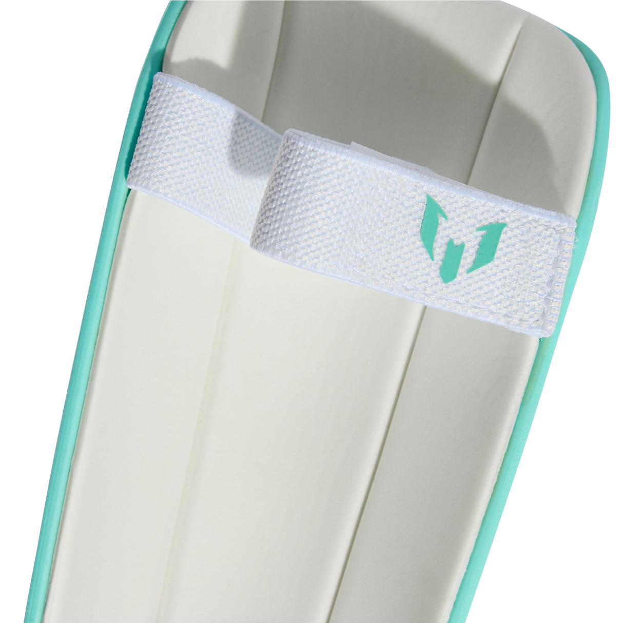 adidas Messi SG Match Youth Soccer Shin Guards - White/Aqua