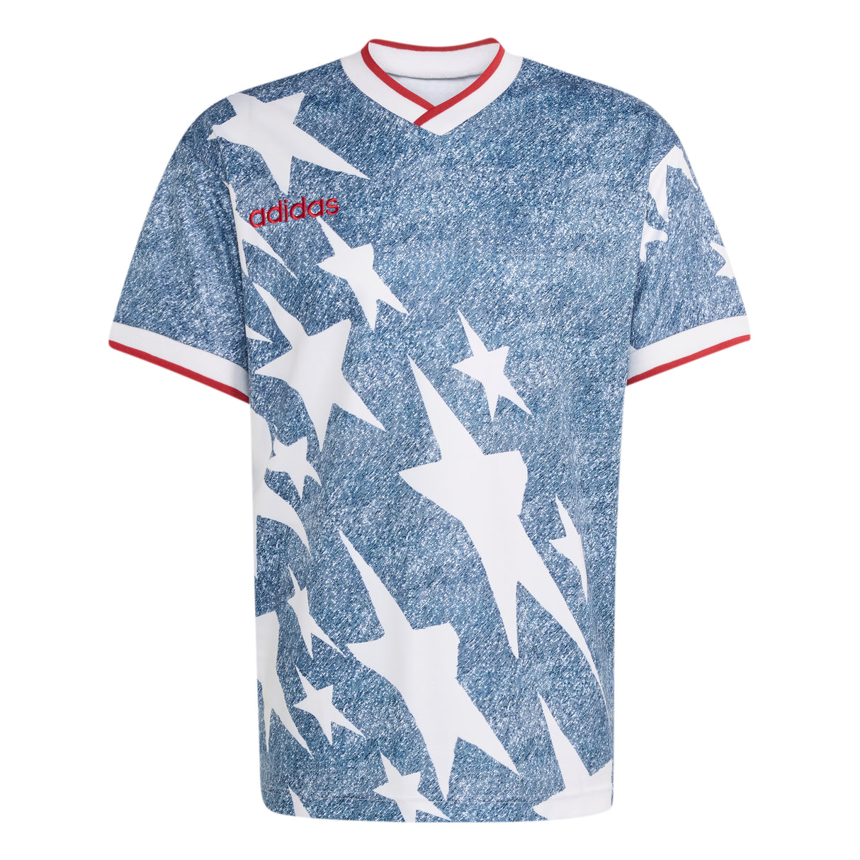 adidas Denim Graphic Soccer Jersey - White/Blue