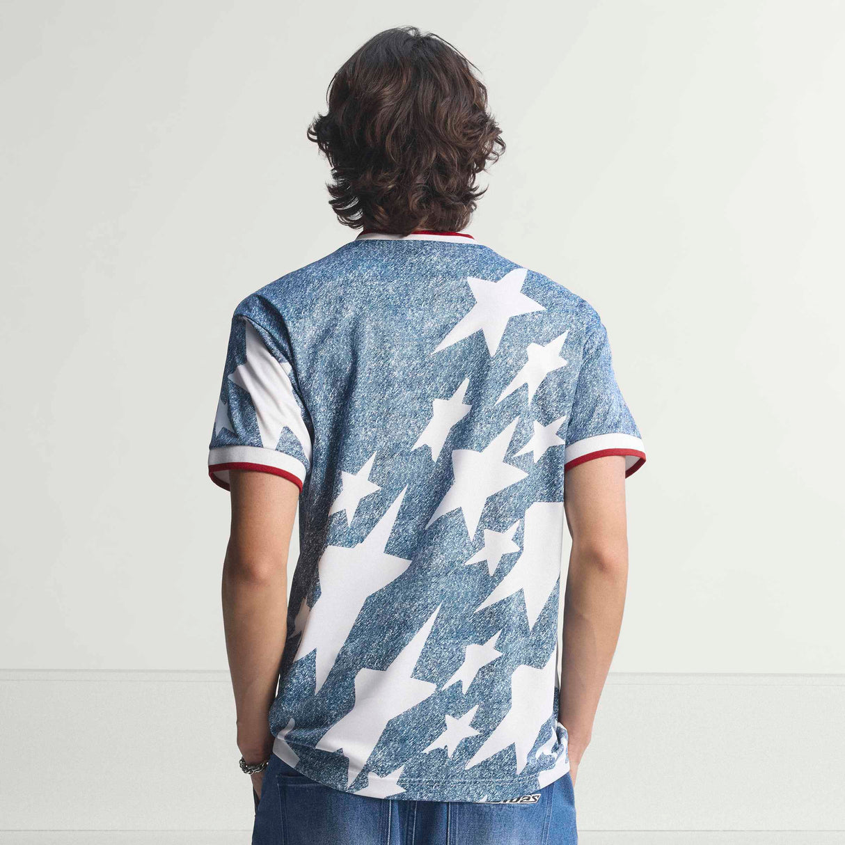 adidas Denim Graphic Soccer Jersey - White/Blue