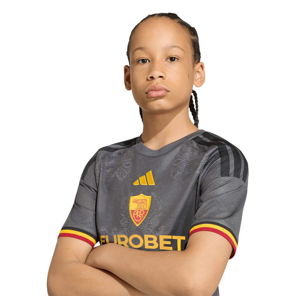 adidas AS Roma Third Youth Soccer Jersey 26/27 - Grey